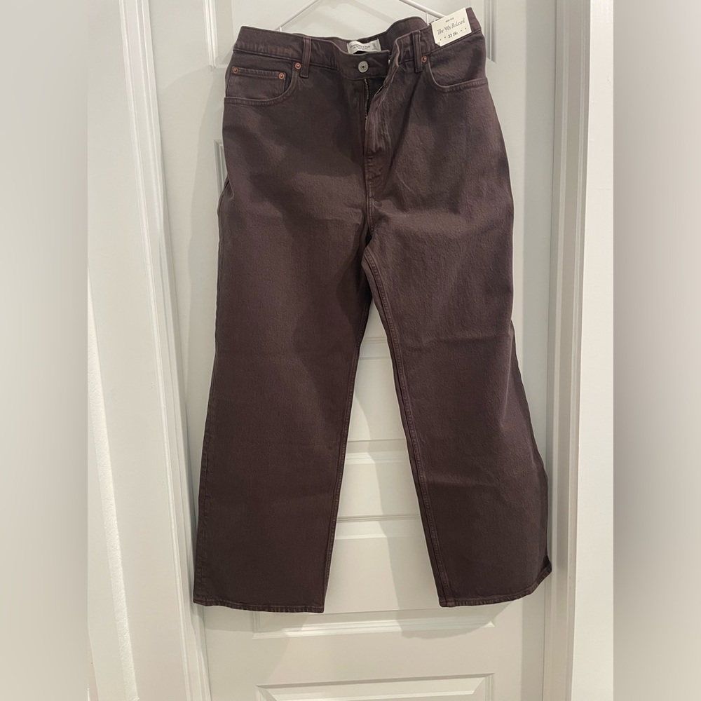 Abercrombie & Fitch High Rise Jeans in Dark Brown